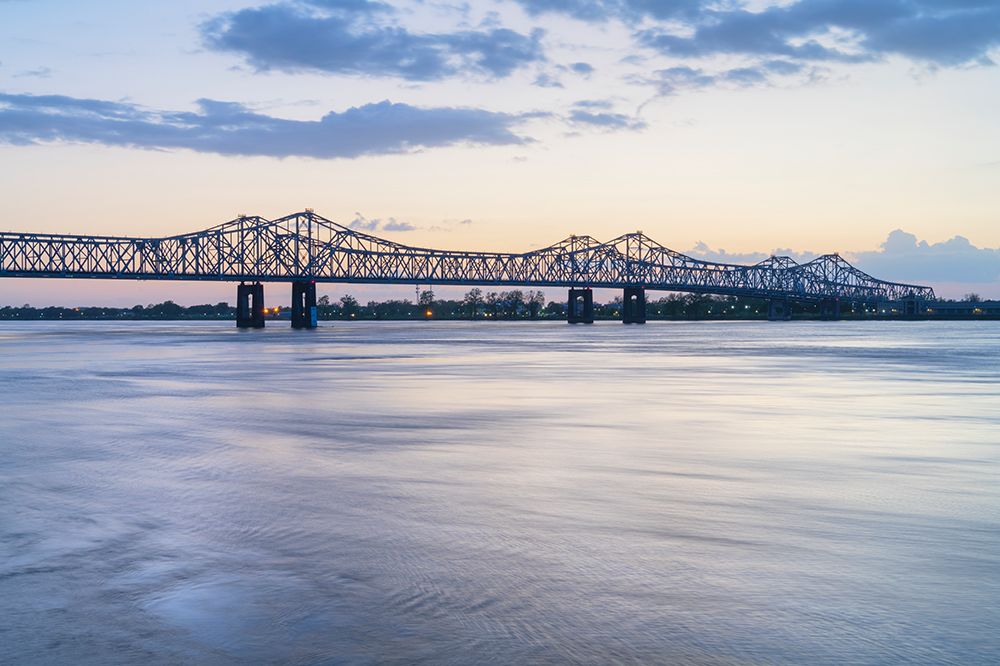 Natchez-Vidalia Bridge over the Mississippi River after sunset Seen from Natchez-Mississippi art print by Alan Majchrowicz for $57.95 CAD